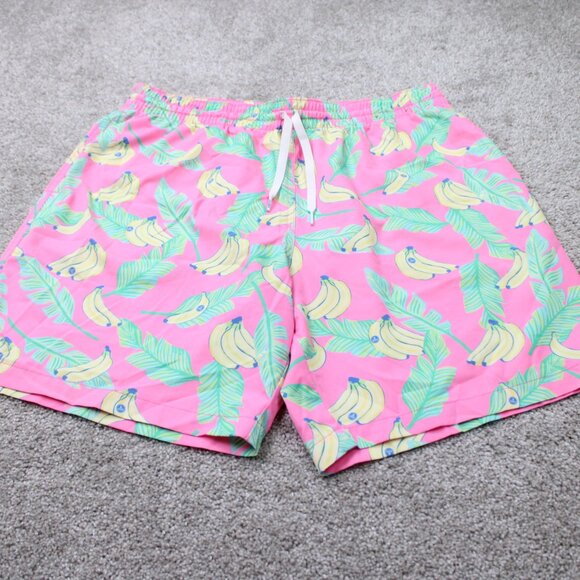 Chubbies Swim Trunks Mens XL Pink  w/ Bananas Mesh Lined Stretch w/ 7" inseam - Picture 2 of 11